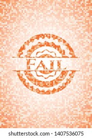 Fail abstract emblem, orange mosaic background