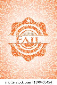 Fail abstract orange mosaic emblem with background