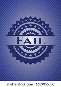 Insignia de error con textura de denim. Ilustración vectorial. Detallado.