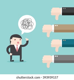 Fail communication. talking confused. Flat design business financial marketing commercial banking web minimal concept cartoon illustration.