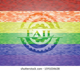 Fail emblem on mosaic background with the colors of the LGBT flag
