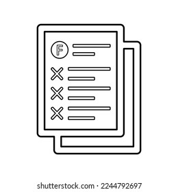 Fail, failure, fiasco outline icon. Line art vector.