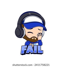 Fail gamer expressions sticker gaming mascot logo
