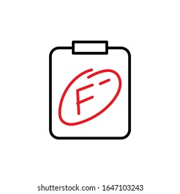 Fail Grade Result, Exam Or Academic Result Icon Vector