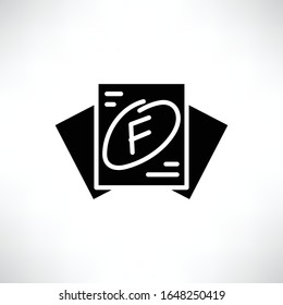 fail grade result, exam or academic result icon vector