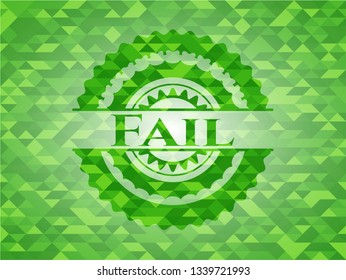 Fail green emblem with mosaic background