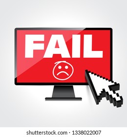 Fail and lost concepts display on High-quality computer display, monitor screen.