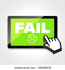 Fail and lost concepts display on High-quality tablet screen.