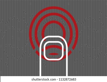 Fail and Not allowed Concept,Digital Scanning and Finger Print,Scan Identification System design,on Circuit background Hi-tech and technology Concept design,Vector Illustration.