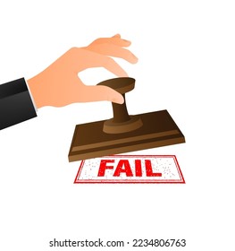 Fail red stamp on white background. Business vector icon. Isolated background