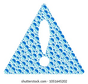 Fail Sign concept combined of jellyfish pictograms. Vector jellyfish design elements are composed into mosaic risk triangle sign collage.
