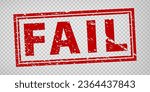 Fail stamp design on transparent background.  Grunge rubber stamp with word Fail in red. Flat design. Vector illustration EPS10. 