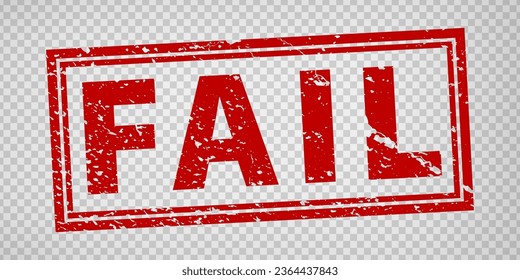 Fail stamp design on transparent background.  Grunge rubber stamp with word Fail in red. Flat design. Vector illustration EPS10. 