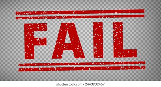 Fail stamp design on transparent background.  Grunge rubber stamp with word Fail in red. Flat design. Vector illustration EPS10. 
