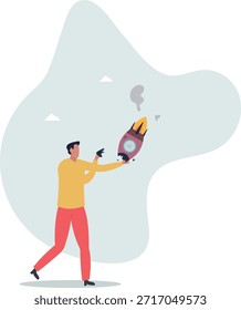 Inicio de negocios fallido, nuevo riesgo de negocio o concepto de bancarrota de empresario inesperado. Vida y empleo de personas.