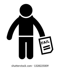 Fail student pictogram, result concept.
