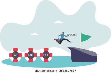 Fail to success, using failure to be lesson learn and creativity to achieve business success .character for design.