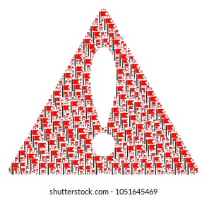 Fail Symbol pattern organized of flag pictograms. Vector flag design elements are combined into conceptual fail triangle sign pattern.