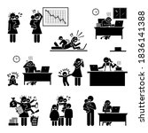 Fail work from home mom or mother. Vector illustrations of the difficulty of a mommy working at home because of the distraction from her baby or child.