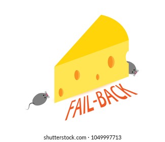 Fail-back vector design graphic on white background with hole cheese and two small mouse