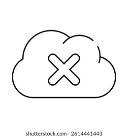failed access cloud storage line icon vector. failed access cloud storage sign. isolated contour symbol black illustration