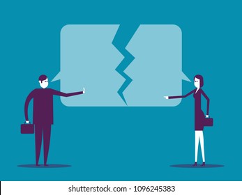 Failed business communication. Vector business illustration concept, Business character debate.