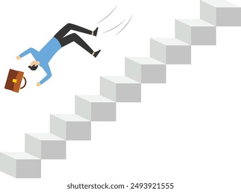 failed businessman concept, business risk, business failure concept, slip, fall, bankrupt business.

