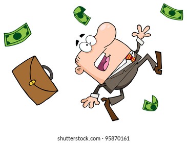 Failed Businessman Goes Down.Vector Illustration