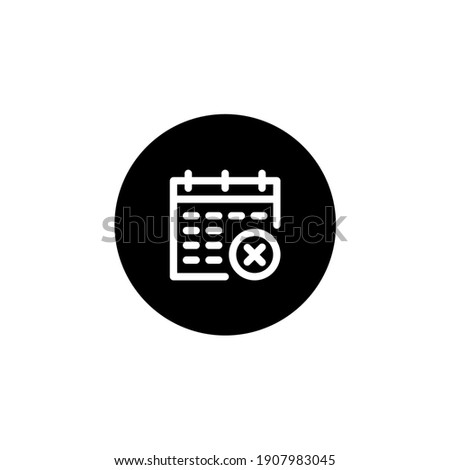 Failed calendar icon in black round style. Vector icon pixel perfect