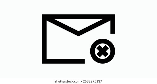 Icono de símbolo de correo electrónico con error en el estilo de esquema. Símbolos de mensajes y correos electrónicos con condiciones. Vector