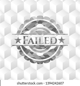 Failed grey badge with geometric cube white background