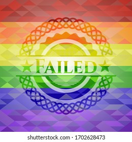 Failed lgbt colors emblem. Vector Illustration. Mosaic. 