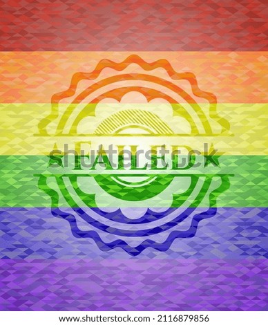 Failed lgbt colors emblem. Vector Illustration. Mosaic. 