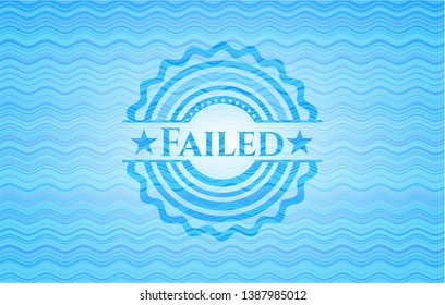 Failed light blue water emblem. Vector Illustration. Detailed.