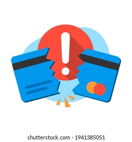 Failed To Make Payment By Credit Card Concept Illustration Flat Design Vector Eps10. Modern Graphic Element For Landing Page, Button, Empty State Ui