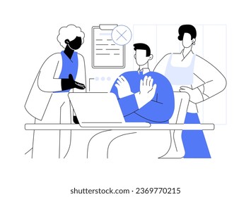 Failed negotiations abstract concept vector illustration. Group of multiethnic people in negotiations, not reaching agreement, unsuccessful deal, international business travel abstract metaphor.