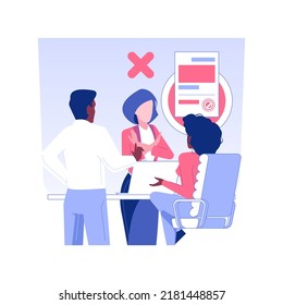 Failed Negotiations Isolated Concept Vector Illustration. Group Of Multiethnic People In Negotiations, Not Reaching Agreement, Unsuccessful Deal, International Business Travel Vector Concept.