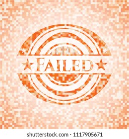 Failed orange mosaic emblem with background
