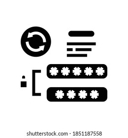 vector de icono de glifo de contraseña fallida. error en el signo de contraseña. símbolo de contorno aislado ilustración negra