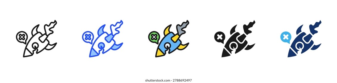Failed Product Launch Icon Collection With Multiple Styles