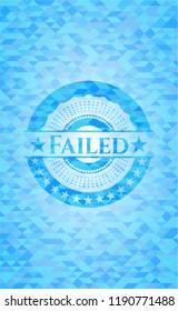 Failed sky blue mosaic emblem