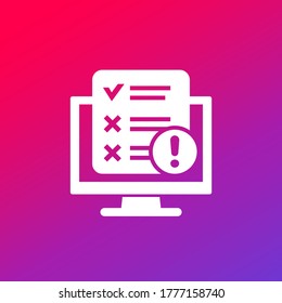 failed test icon with computer