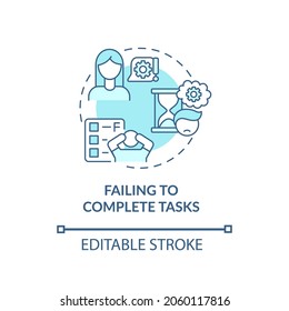 Failing to complete tasks concept icon. Inattentive symptom abstract idea thin line illustration. Unwillingness to engage in activity. Vector isolated outline color drawing. Editable stroke