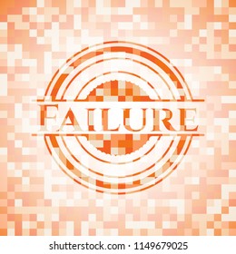 Failure abstract emblem, orange mosaic background