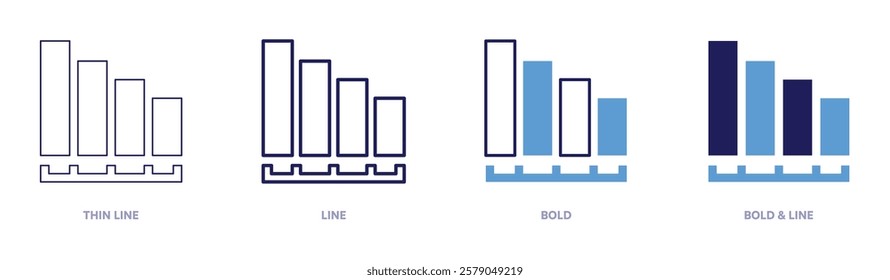 Failure analysis icon in 4 different styles. Thin Line, Line, Bold, and Bold Line. Duotone style. Editable stroke.