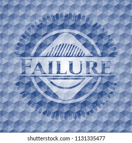 Failure blue emblem or badge with geometric pattern background.
