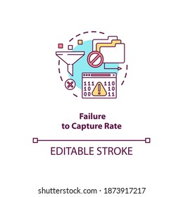 Failure to capture rate concept icon. Data saving system problems. Biometric system errors ideas idea thin line illustration. Vector isolated outline RGB color drawing. Editable stroke