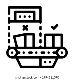 error al comprobar el vector de icono de línea de producción. error al comprobar el signo de producción. símbolo de contorno aislado ilustración negra