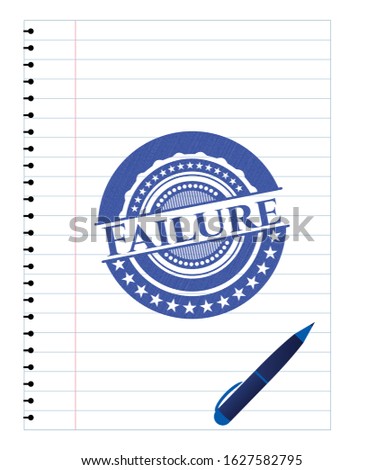 Failure drawn with pen. Blue ink. Vector Illustration. Detailed.