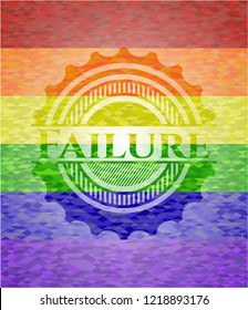 Failure emblem on mosaic background with the colors of the LGBT flag